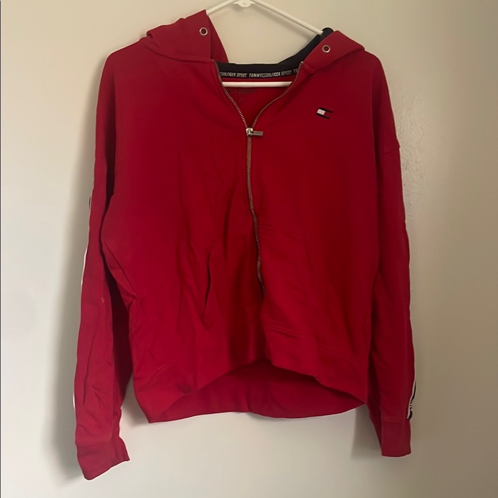 Tommy Hilfiger Red Zip-Up Hoodie